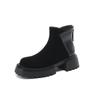Botas Chelsea de suela gruesa y cómodas con costuras de piel de vaca, botines de invierno 2023, nuevos botines de mujer con punta redonda y tacón medio grueso