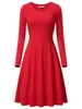 Aliexpress Amazon Ebay Venta Caliente Vestido Suelto de Manga Larga con Cuello Redondo de Color Sólido para Mujer Falda Estilo Vacaciones
