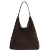 Bolsa de Trabalho Casual de Grande Capacidade para Mulheres, Nova Bolsa de Ombro Elegante em Camurça, Bolsa Tote Versátil Popular de Cor Sólida