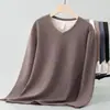 Camiseta de Manga Larga de Lana y Seda de Peso Pesado 300g para Hombre con Cuello en V Prenda Interior Doble Cara de Polar Capa Base Ropa Cálida de Otoño