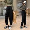 Calça Harem Cenoura Nova Estilo Primavera e Outono 2026 de Algodão Puro Espessado para Mulheres, Calça Lanterna Emagrecedora de Cintura Alta Cor Sólida, Calça de Trabalho Estilo Pai