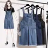 Nuevo estilo de verano para chicas de talla grande: petos de mezclilla de verano, monos casuales en azul claro, azul oscuro y otros estilos de algodón europeos y americanos