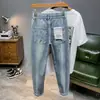 Jeans de Pierna Recta para Hombre, Nuevos Versátiles Sueltos Casuales Cintura Elástica Cordón Pantalones de Moda para Hombre 2026 Estilo Juvenil