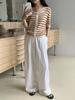 EVERTRUE 2024 Verano Estilo Coreano Nueva Camiseta de Rayas para Mujer Suelta Manga Corta Tencel Cárdigan Top 65336