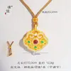 Puzuo Color Fuerte que Conserva Arena Dorada Accesorios DIY Amarillo Dios de la Riqueza Manzana Candado de Deseos Colgante de Brújula Collar Gargantilla China