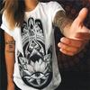 Camiseta holgada de manga corta con estampado de girasoles retro de explosiones de comercio exterior para mujer de moda de verano 1131