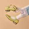 Mocassins femininos de bico redondo, primavera e verão de 2024, nova chegada, boca rasa, salto baixo, sapatos Mary Jane, sapatos baixos, vazados, femininos, camada única