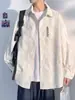 Camisa Masculina de Manga Longa Solta para Primavera e Outono com Design Jovem e Estiloso, Jaqueta Camisa de Moda de Marca Tendência