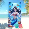 Toalla de Playa Temu Transfronteriza Más Vendida Lindo Dibujo Animado Estampado de Animales Marinos La Sirenita Toalla de Baño Infantil