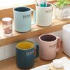 Taza de enjuague bucal personalizada para pareja, taza de cepillo de dientes, taza de cepillo de dientes creativa para el hogar, doble color con asa, taza de enjuague bucal simple