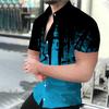 Camisas Estampadas Masculinas para Exportação e Comércio Transfronteiriço no Wish e Aliexpress, Tops Casuais de Corte Solto com Golas Estampadas em 3D