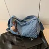 Bolsa Jeans com Diamantes Feminina Outono e Inverno Nova Estilo Coreano Casual para o Dia a Dia Versátil Ombro Transversal Bolsa Almofada Transfronteiriça