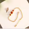 Pulsera de ágata roja del sur natural plata de ley S925 jade blanco incrustación única gema vintage pulsera de corte ornamentos de plata para mujer