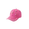 Gorra de Béisbol de Mezclilla con Visera Curva Moda Unisex Versátil de Verano Casual Protector Solar Tendencia con Pedrería
