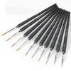 Pena para Desenho de Linha Fina para Nail Art Cabelo de Lobo Preto Transfronteiriço Traço de Cor Gouache Caneta de Pintura a Óleo Caneta de Linha de Gancho Pacote com Dez
