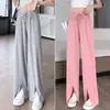 Pantalones Casuales de Pierna Recta de Seda de Hielo Estilo Nuevo para Mujer, Pantalones Finos de Verano con Protección Solar, Cintura Alta, Corte Holgado, Adelgazantes, Frescos y de Secado Rápido
