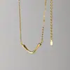 Collar con Letra Brillante en Forma de V de Plata de Ley S925 Estilo K Ins Nicho Simple Elegante Versátil Cadena para Clavícula D9502