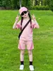 Conjunto Deportivo de Niña Verano 2026 Nuevo Atuendo de Verano con Estilo para Niños Mayores, Conjunto de Dos Piezas con Top de Manga Corta y Shorts para Niñas