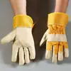 Guantes de soldar de piel de vaca engrosados resistentes a altas temperaturas anti-quemaduras largos guantes de protección laboral para soldar alargados