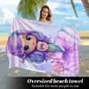 Toalla de Playa Temu Transfronteriza Más Vendida Lindo Dibujo Animado Estampado de Animales Marinos La Sirenita Toalla de Baño Infantil
