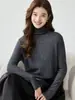Elegante e bonito! Suéter de cashmere com tricô grosso e lantejoulas, solto e estiloso, suéter de malha base para mulheres