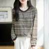 Suéter cárdigan tejido de estilo étnico retro para mujer, nuevo para otoño 2026, cuello redondo, versátil, abrigo superior de lana fina