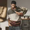 Sudadera Pesada Estilo Retro Americano Jerryeno para Hombre Primavera Holgada Marca de Moda Camiseta de Manga Larga con Combinación de Colores Primavera y Otoño Tops de Moda para Hombre