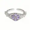 Anillo Abierto de Diamantes Morados Dulce Fresco Romántico para Mejor Amiga con Capas Femenino Elegante Estilo Ins Fresco Anillo Simple y Exquisito