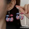 Aretes Acrílicos de Bandera Americana, 6 Pares para Mujer, Diseño Patriótico Plano 2D con Águila, Cereza, Toro, Flor y Corazón
