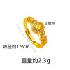 Anillo Mariposa Flor Estilo Étnico de Moda, Elegante Oro de Arena Vietnamita Incrustado con Corona de Circonita Anillo Hueco para Dedo Índice Suministro de Joyería