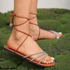 Sandalias de Tiras para Comercio Transfronterizo para Mujer Verano 2024 Nuevo Pedrería Planas Talla Grande Casual Playa Romanas Mujer