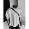 Outono Novo Algodão de Ar Rua Americana Retrô Retalhos Masculina e Feminina Verão Cor Sólida Nicho Tamanho Grande Versátil Moletom Gola Redonda