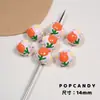 Flor de Tulipan Joyería de Cuentas Pintada a Mano DIY Hecho a Mano Colorido Agujero Recto Aretes de Cuentas Pulsera Collar Cadena para Teléfono Móvil Cuerda