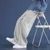 Calças de Verão Finas Frescas Largas de Perna Reta Calças Casuais Esportivas para Jovens Calças de Secagem Rápida Calças de Seda de Gelo para Homens