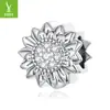 Miçangas DIY Flor de Girassol Originais da Yinziyun - Acessórios de Miçanga para Pulseira Girassol Vibrante Banhados a Cobre Platina
