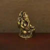 Latão Estilo Vintage Deus Tailandês da Riqueza e Figura de Ganesha Decoração de Mesa Artesanato Colecionável Ornamento de Mão
