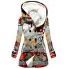 Abrigo trench de mujer nuevo de 2023 de venta caliente transfronteriza invierno engrosado estilo europeo y americano patrón navideño abrigo con capucha lote