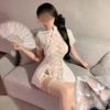 Sexo Uniforme Deseo Puro Ropa Interior Sexy Tentación Espalda Descubierta Malla Perspectiva Camisón Archivo Abierto Libre Estilo Chino Cheongsam