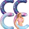 Flotador Inflable Curvo con Patrón de Sirena y Océano Amazon, Silla de Playa Flotante para Piscina, Anillo Flotador para Agua