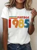 Camiseta Gráfica Retro Edición 1985 40º Cumpleaños para Mujer Manga Corta Cuello Redondo Casual Estampado de Letras Vintage