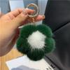Lindo llavero con colgante de flor de pelo de visón para coche, con forma de corazón de niña, bola de peluche, adorno colgante para bolso, regalo de cumpleaños