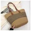 Nova Bolsa de Palha Listrada, Grande Capacidade, Bolsa de Ombro Único para Viagem e Férias, Bolsa de Palha Trançada, Bolsa Versátil para o Dia a Dia