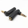 Codo de 90 grados de Oro Real Adaptador de Ángulo Recto Macho a Hembra de 3.5 mm Convertidor de Audio para Audífonos de Doble Canal y 3 Secciones con Cabezal en Forma de L