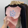 Ropa interior básica para niñas Otoño e Invierno 2026 Nuevo estilo Camiseta de manga larga de forro polar térmico para niños Bloque de color cálido Top casual para niña pequeña