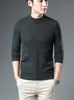 Suéter de punto grueso con cuello redondo para otoño e invierno para hombre, nuevo suéter de punto casual de manga larga de color liso