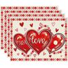 Mantel Individual de Lino para el Día de la Madre Transfronterizo Amazon Estampado de Corazón y Letra Decoración de Mesa Servilleta Vajilla Tapete Aislante