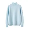 Suéter quente de cashmere feminino para outono e inverno, gola semimédia, camada base espessa, confortável, macio, amigo da pele, manga longa, pulôver, caimento solto