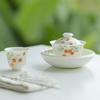 Maceta de flores silvestres pintada a mano de porcelana blanca de barro de jade Moji con juego de té de kung fu, bandeja de burbujas secas de cerámica para el hogar, accesorios para la ceremonia del té, bandeja para refrigerios