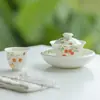 Maceta de flores silvestres pintada a mano de porcelana blanca de barro de jade Moji con juego de té de kung fu, bandeja de burbujas secas de cerámica para el hogar, accesorios para la ceremonia del té, bandeja para refrigerios