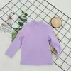 Ropa de Otoño e Invierno para Niños Camiseta Versátil Espesor Medio Cuello Medio Camiseta Base para Niños y Niñas Manga Larga Color Caramelo